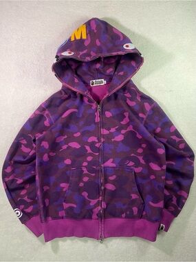 Bape Purple & Pink Camo Full-Zip Hoodie